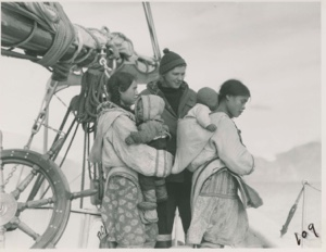 Image of Miriam and two Eskimo [Inuit] women with babies